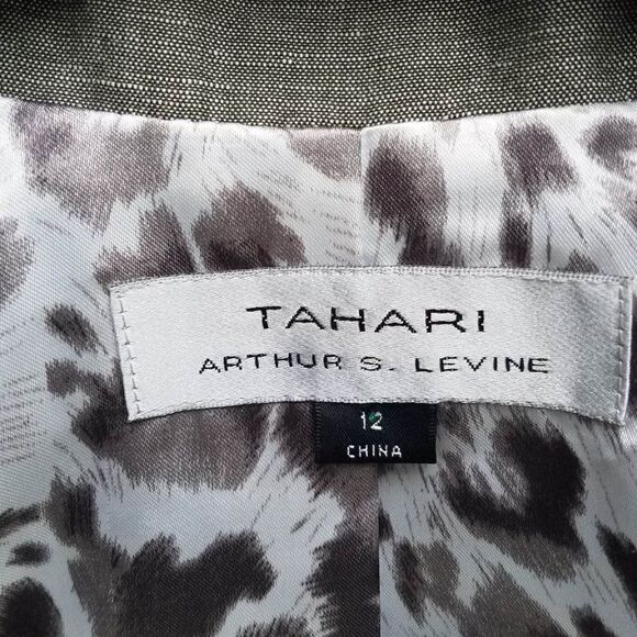 Tahari Gray Cap Sleeve Linen Blend Belted Jacket Size 12 - Picture 2 of 11